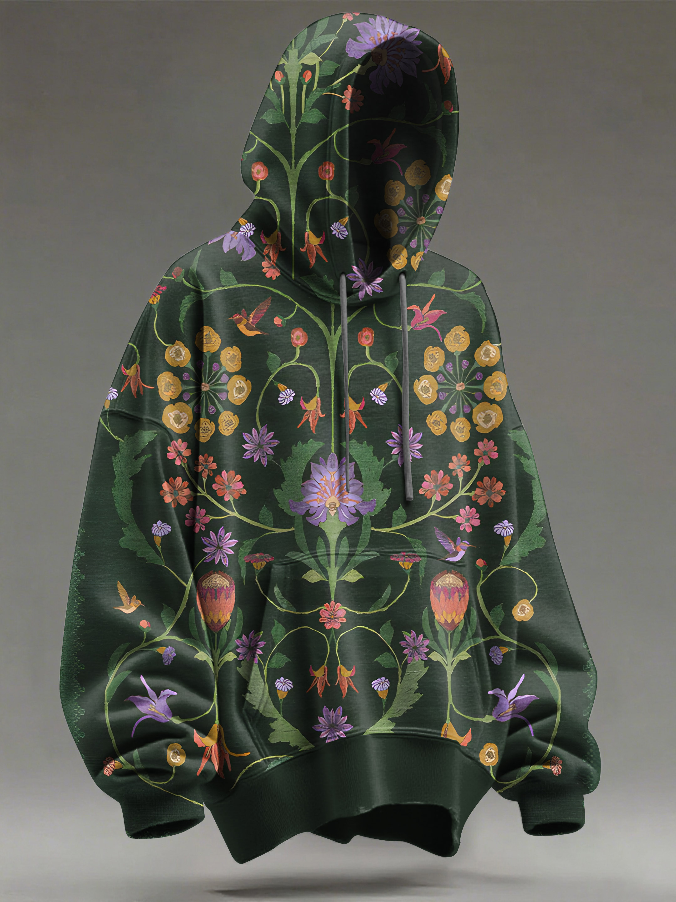 Retro Ethnic Flowers Art Print Casual Hoodie Sweatshirt