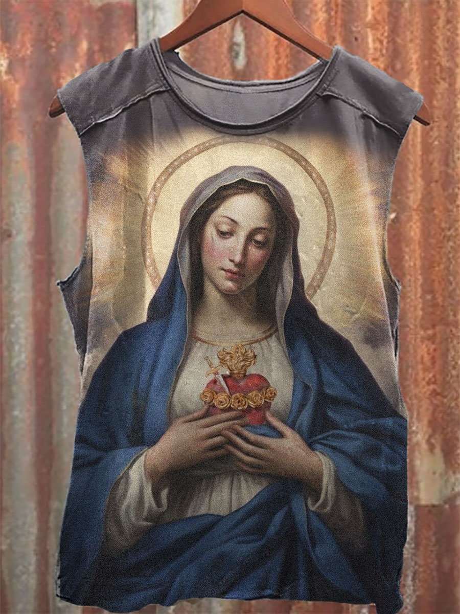 Religion Vintage Print 100% Cotton Casual Tank Top