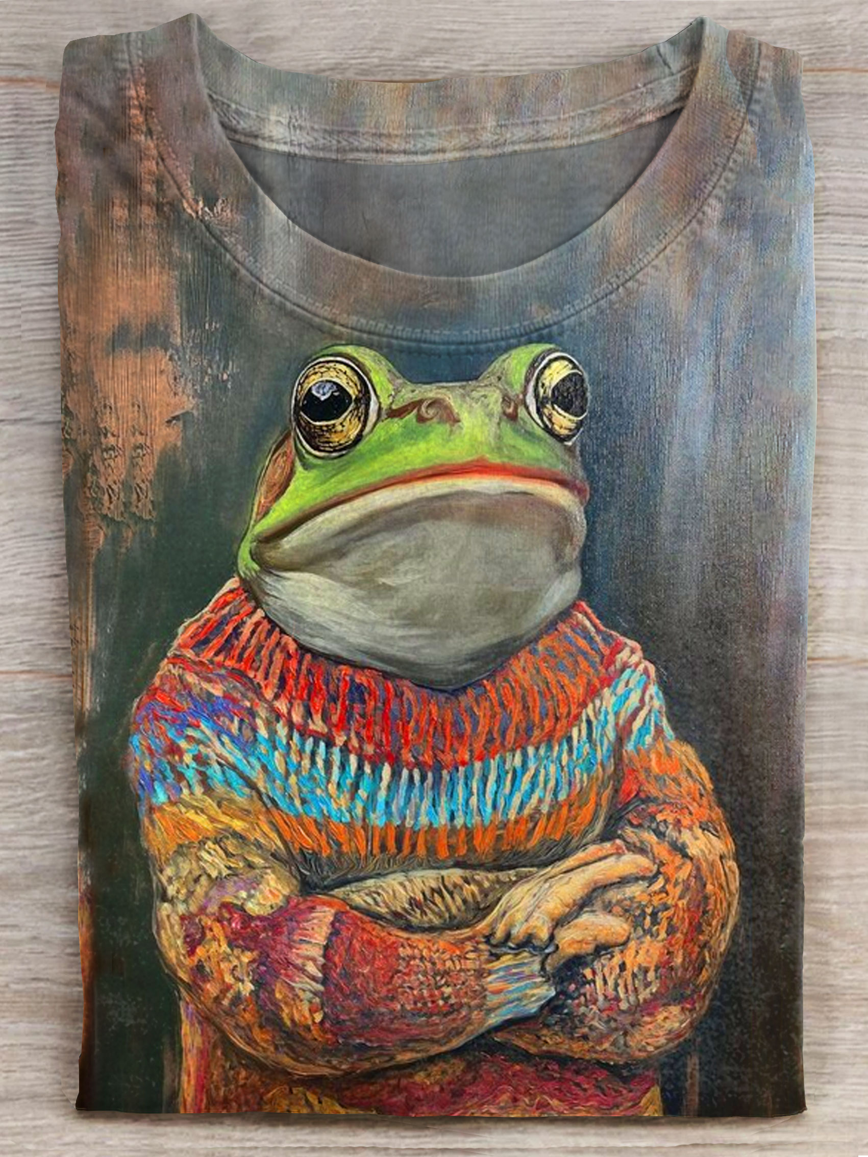 A Frog Wearing An Ugly Sweater Art Print Casaul Short Sleeve T-shirt