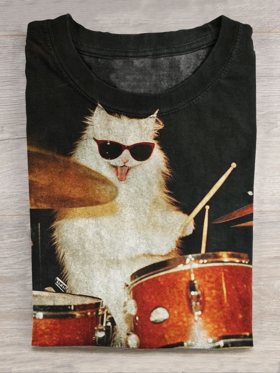 Funny cat Print Casual Top