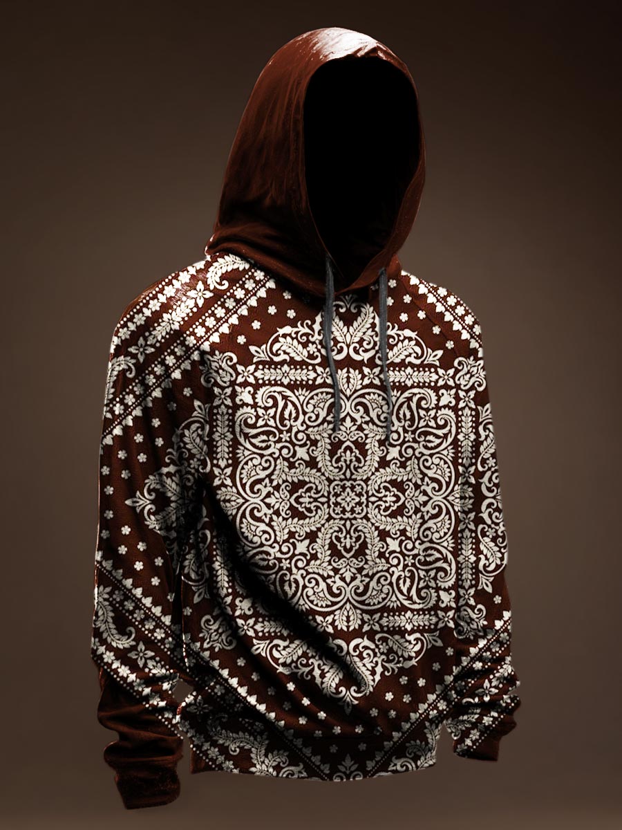 Vintage Floral Prints Casual Hoodie Sweatshirt