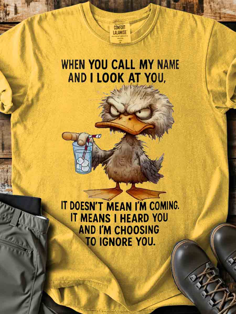 Funny Quote Duck Art Print Casual Short Sleeve T-shirt
