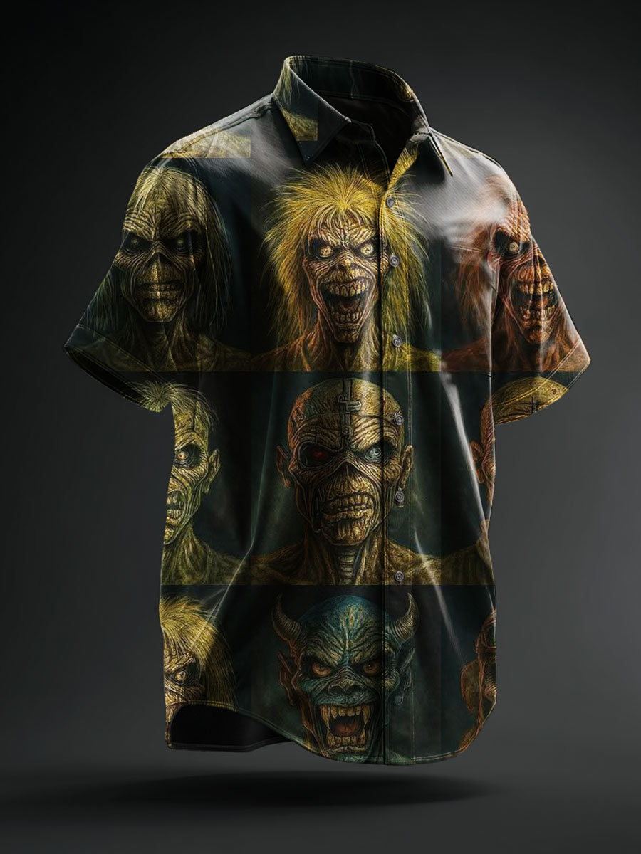 Vintage Zombie Art Print Casual 100% Cotton Shirt