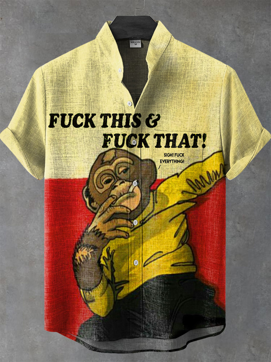 Fuck Everthing Funny Art Print Casual 100% Cotton Shirt