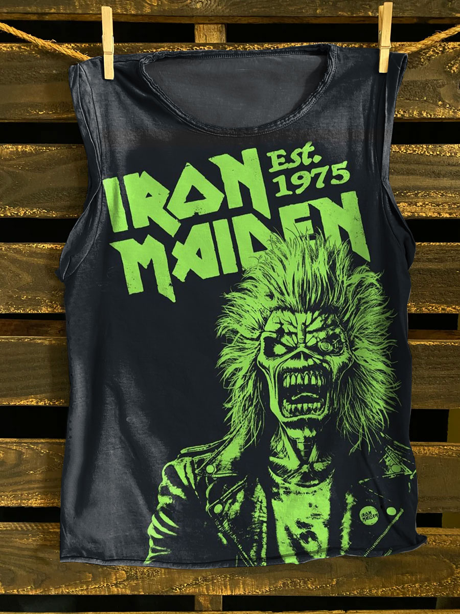Vintage Rock Art Print 100% Cotton Casual Tank Top