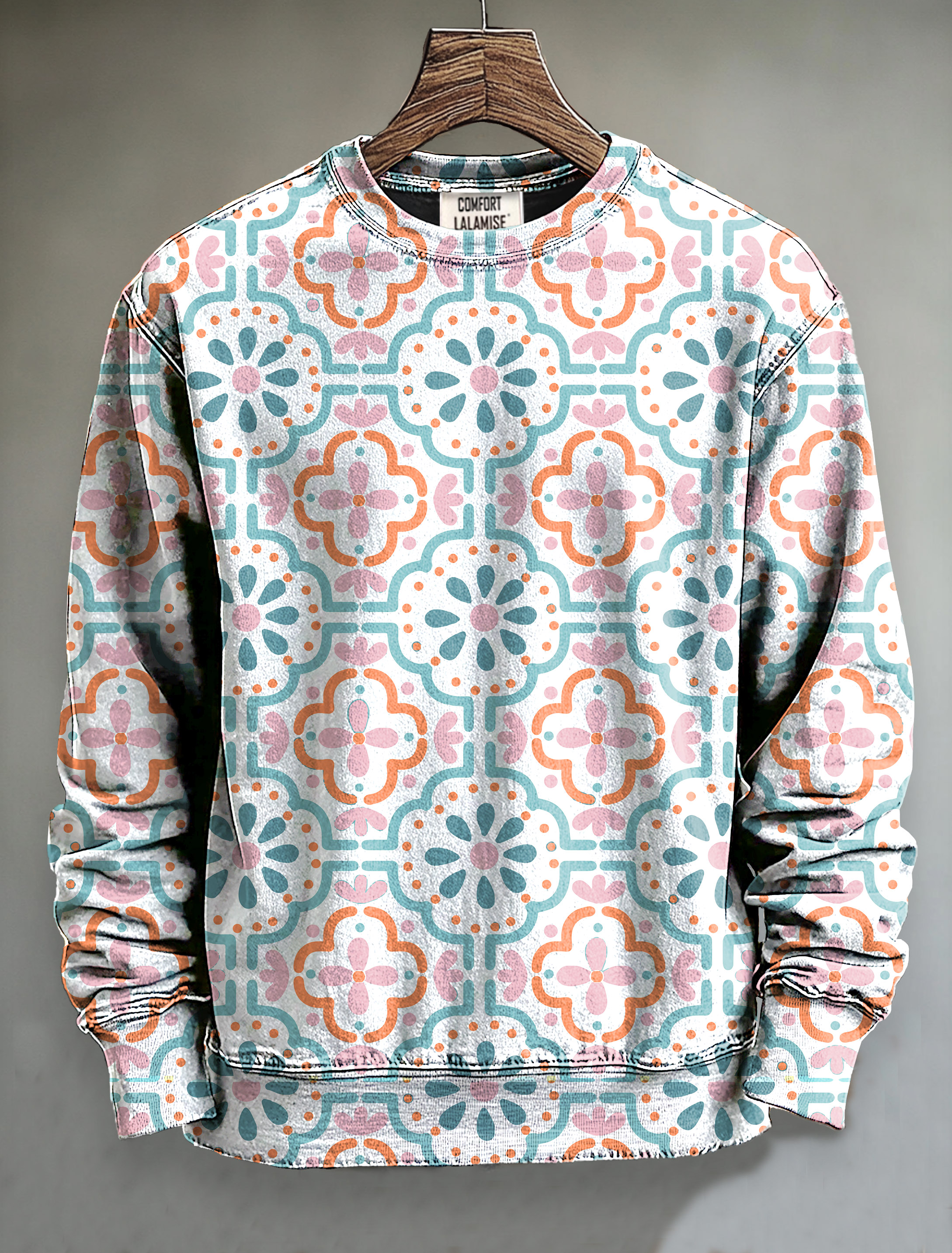 Vintage Abstract Ethnic Floral Totem Art Print Casual Sweatshirt