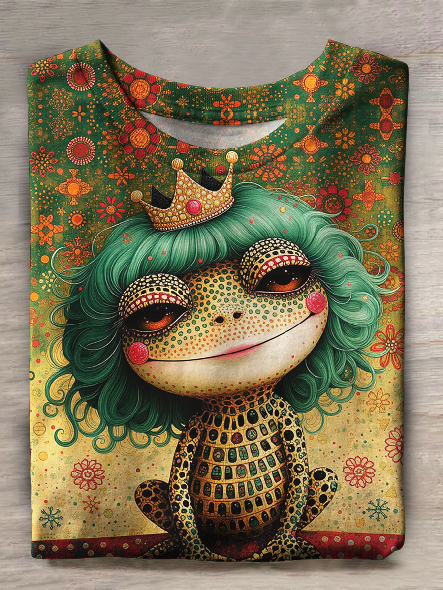 Cute Frog Art Print Casual T-shirt