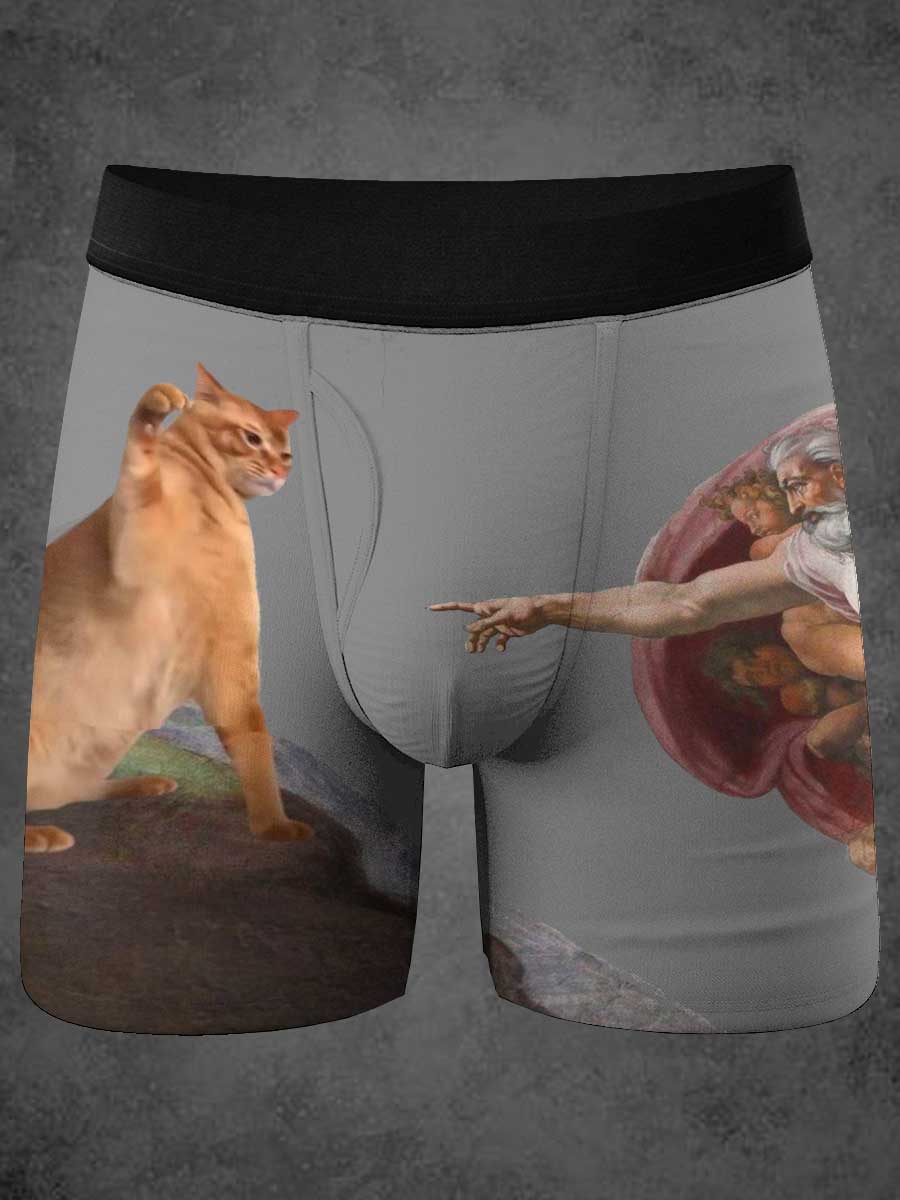 Vintage Funny Cat Art Print Csual Underwear