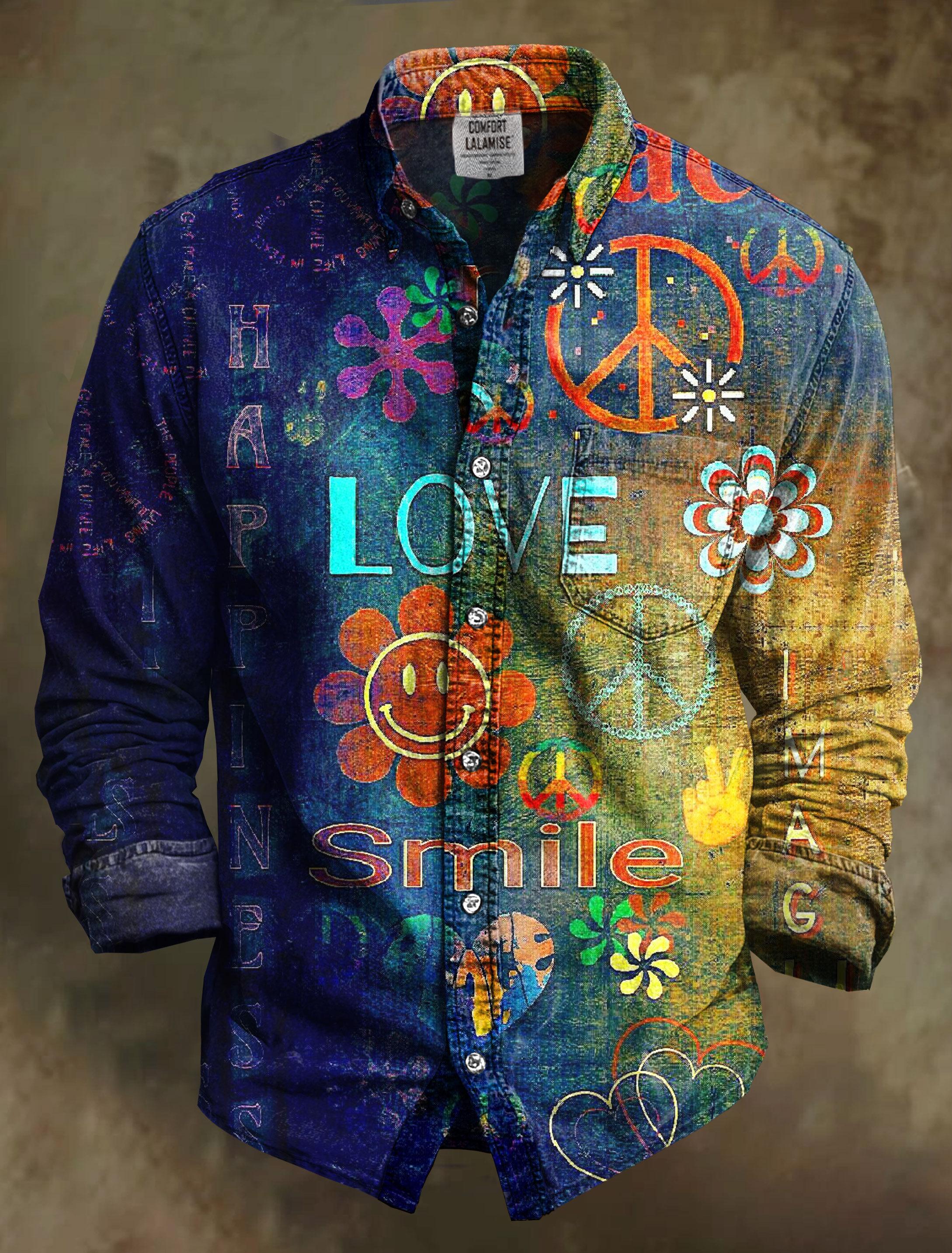 Peace Art Print 100% Cotton Long Sleeve Shirt