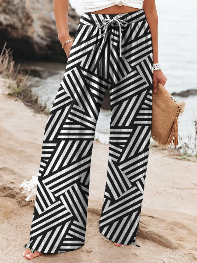Modern Geometric Pattern Printed Casual Pants