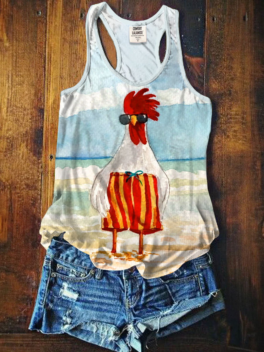 Funny Chicken Print Art Print Tank Top
