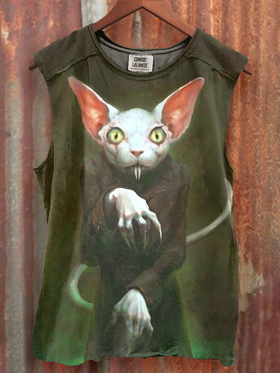 Vintage Horror Art Print 100% Cotton Casual Tank Top