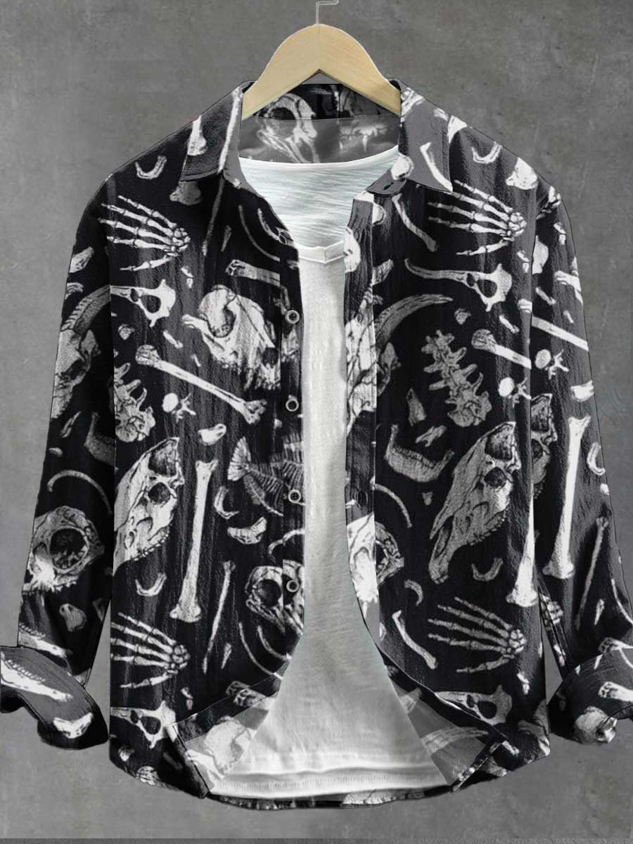 Bone Art Print 100% Cotton Long Sleeve Shirt