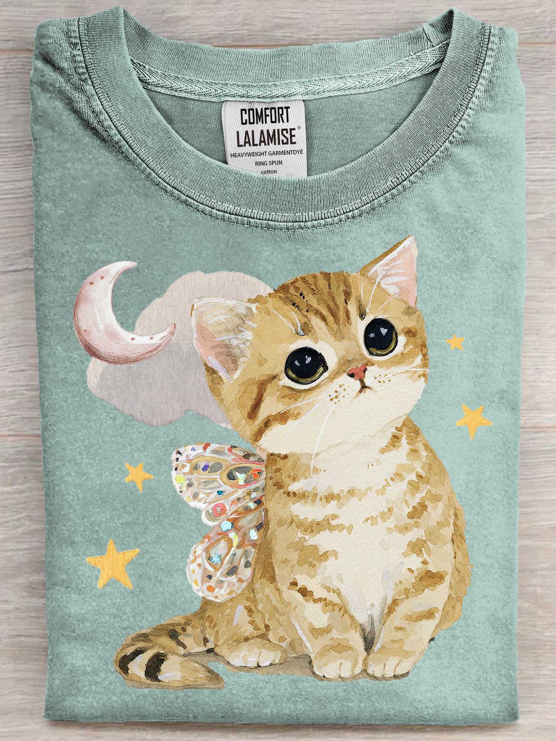 Funny Cute cat Art Print Cotton Casual Short Sleeve T-shirt