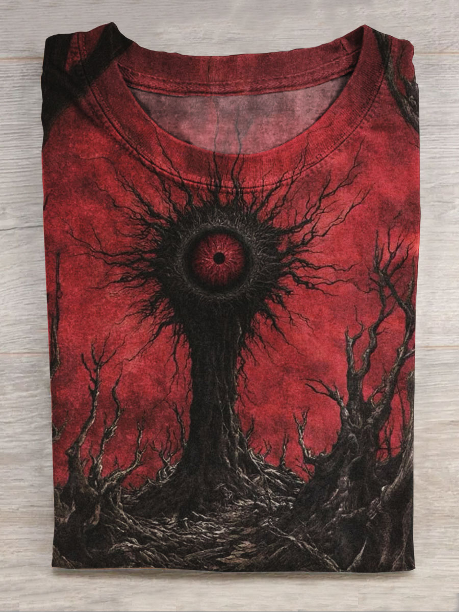 Dark Fantasy Print Casual Short Sleeve Top