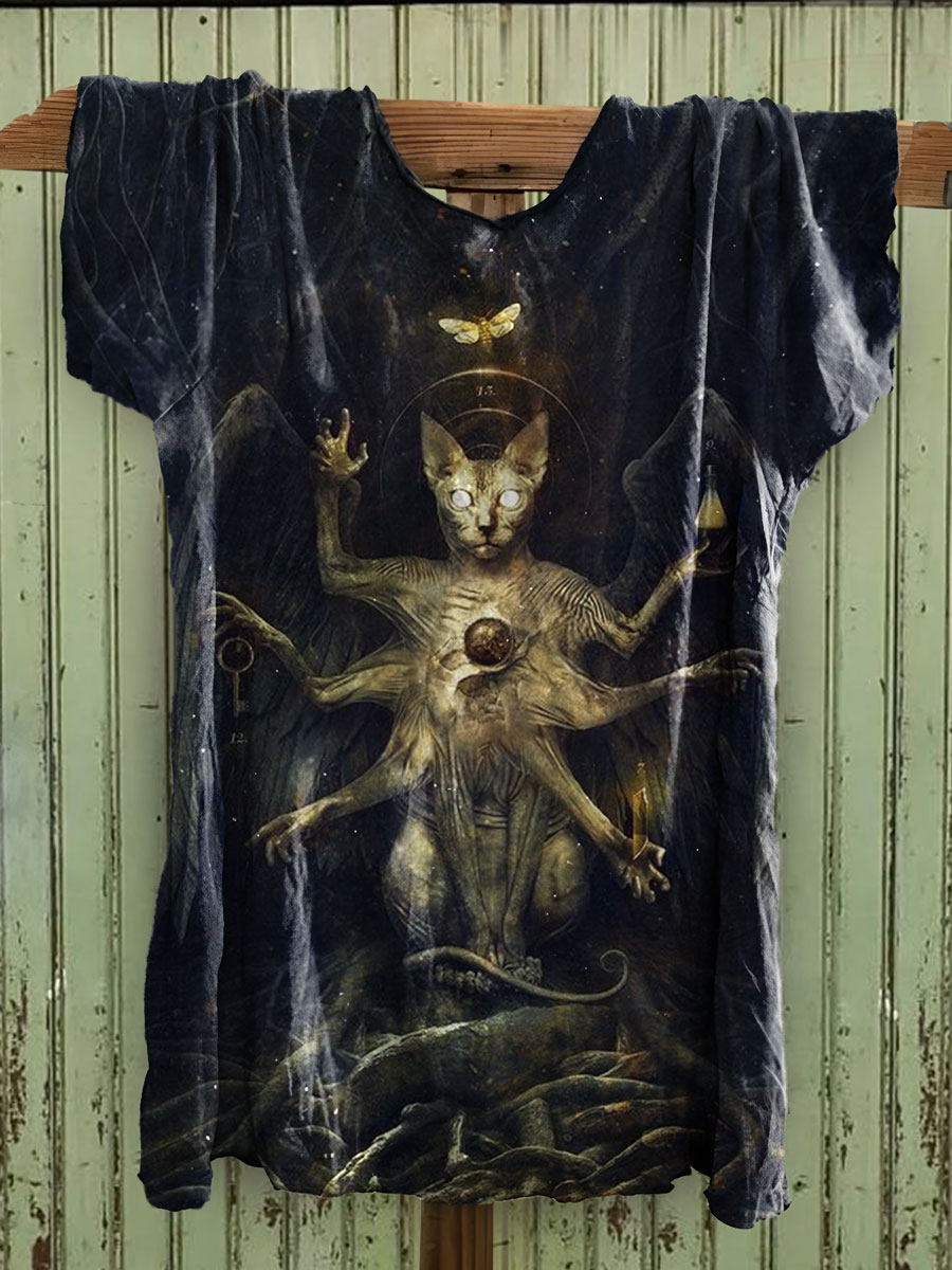 Dark Fantasy Print Cotton Crew Tee