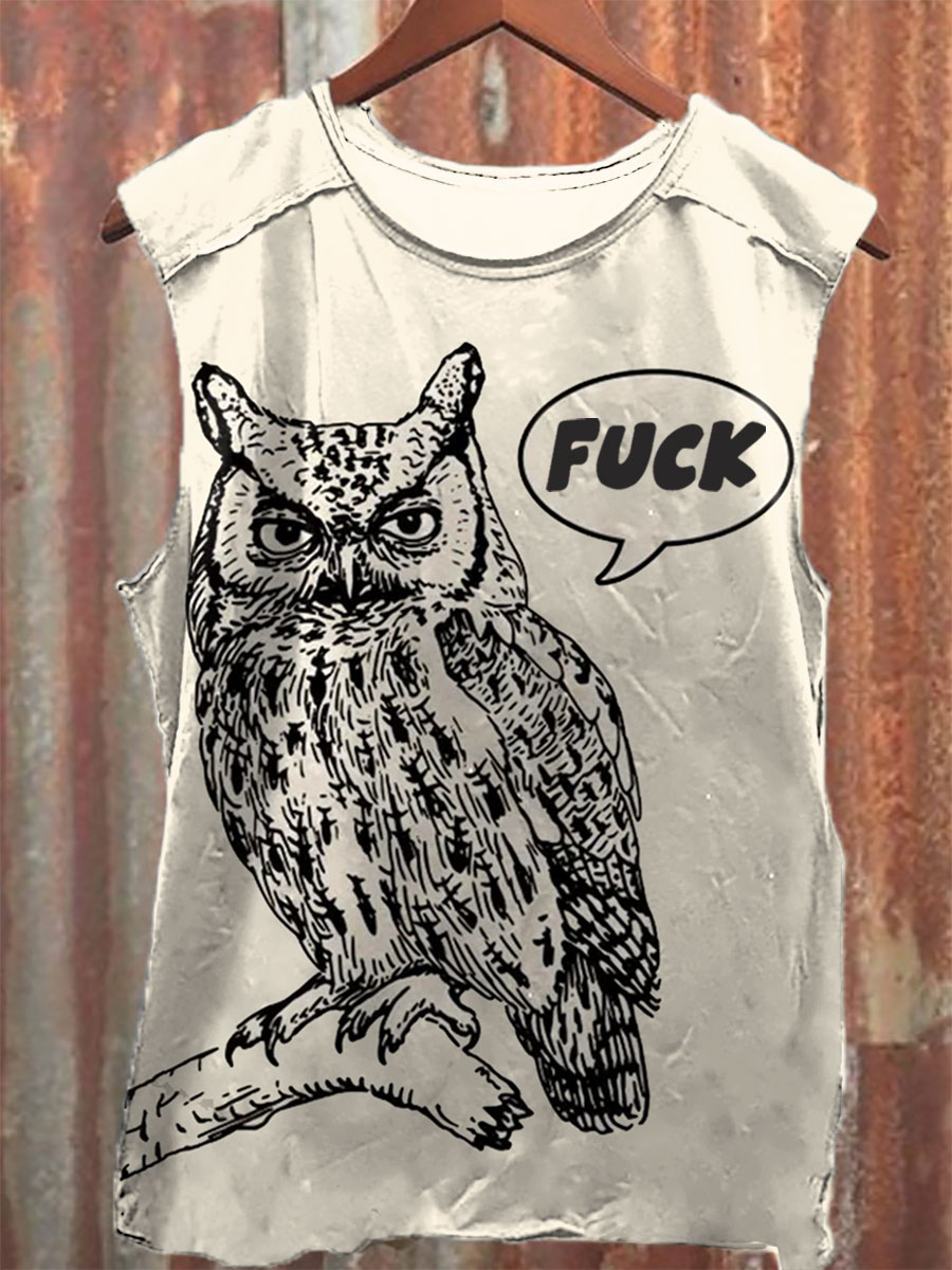 Vintage Fuck Print 100% Cotton Casual Tank Top
