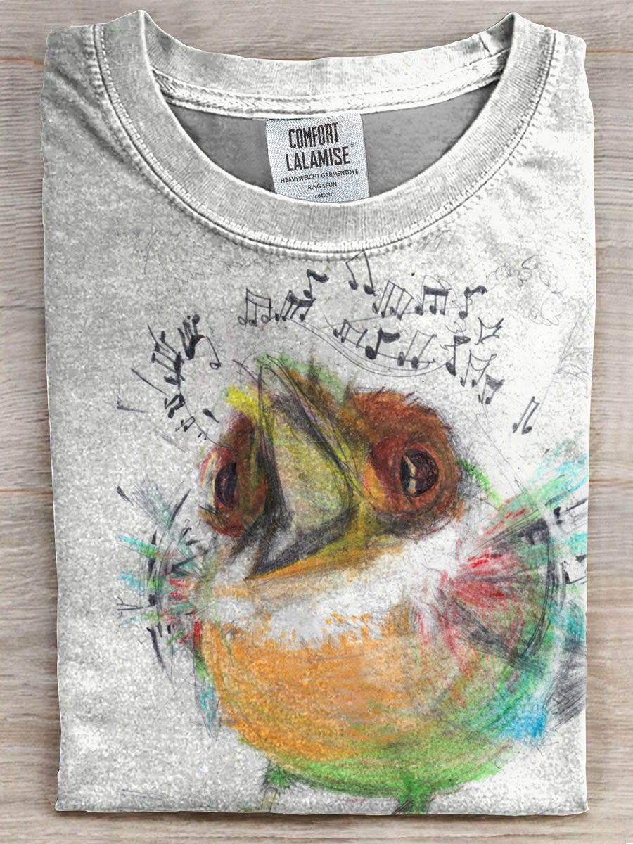 Funny Bird Print Casual Short-sleeved T-shirt