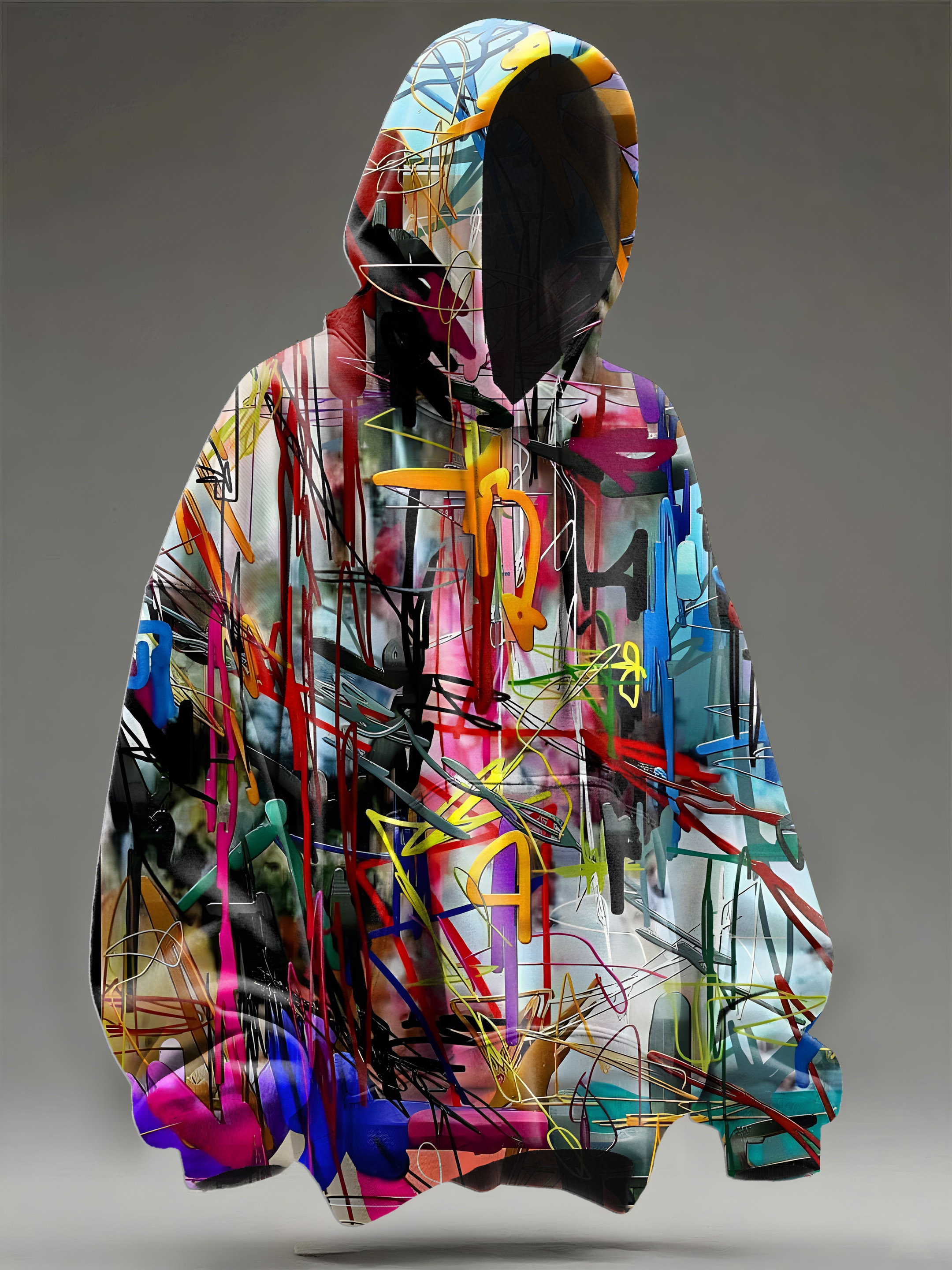 Vintage Multicolor Art Print Casual Hoodie Sweatshirt