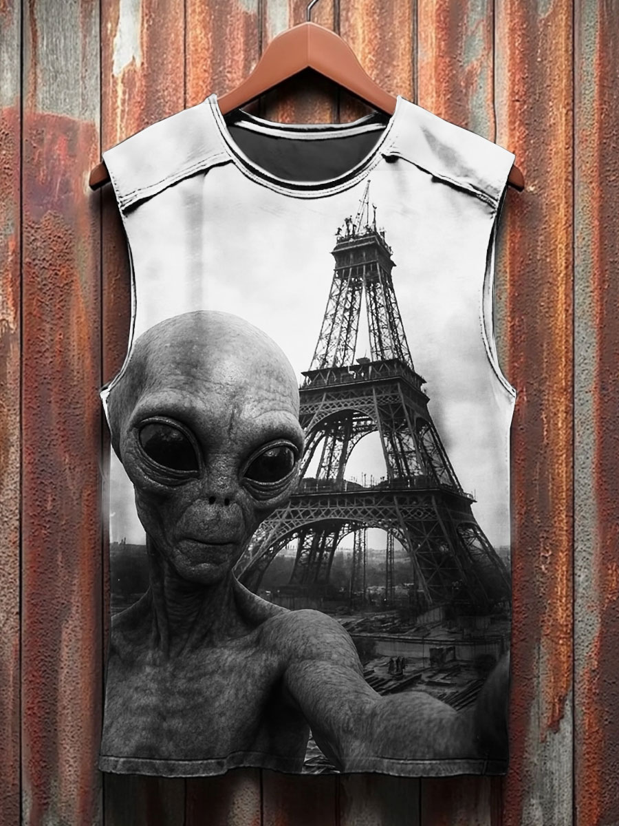 Vintage Funny Print 100% Cotton Casual Tank Top