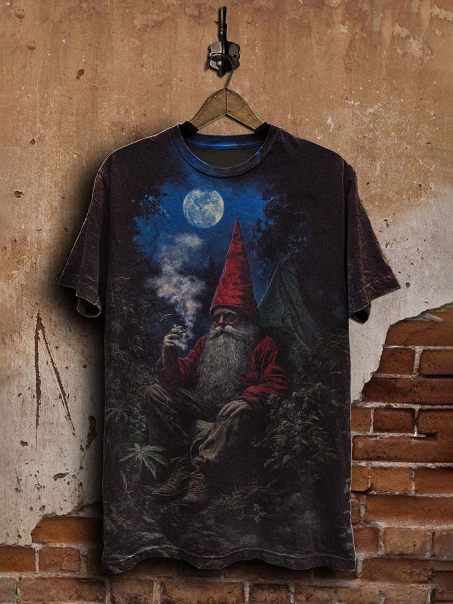 Dark Fantasy Gnome Elf Print Casual Short Sleeve T-Shirt