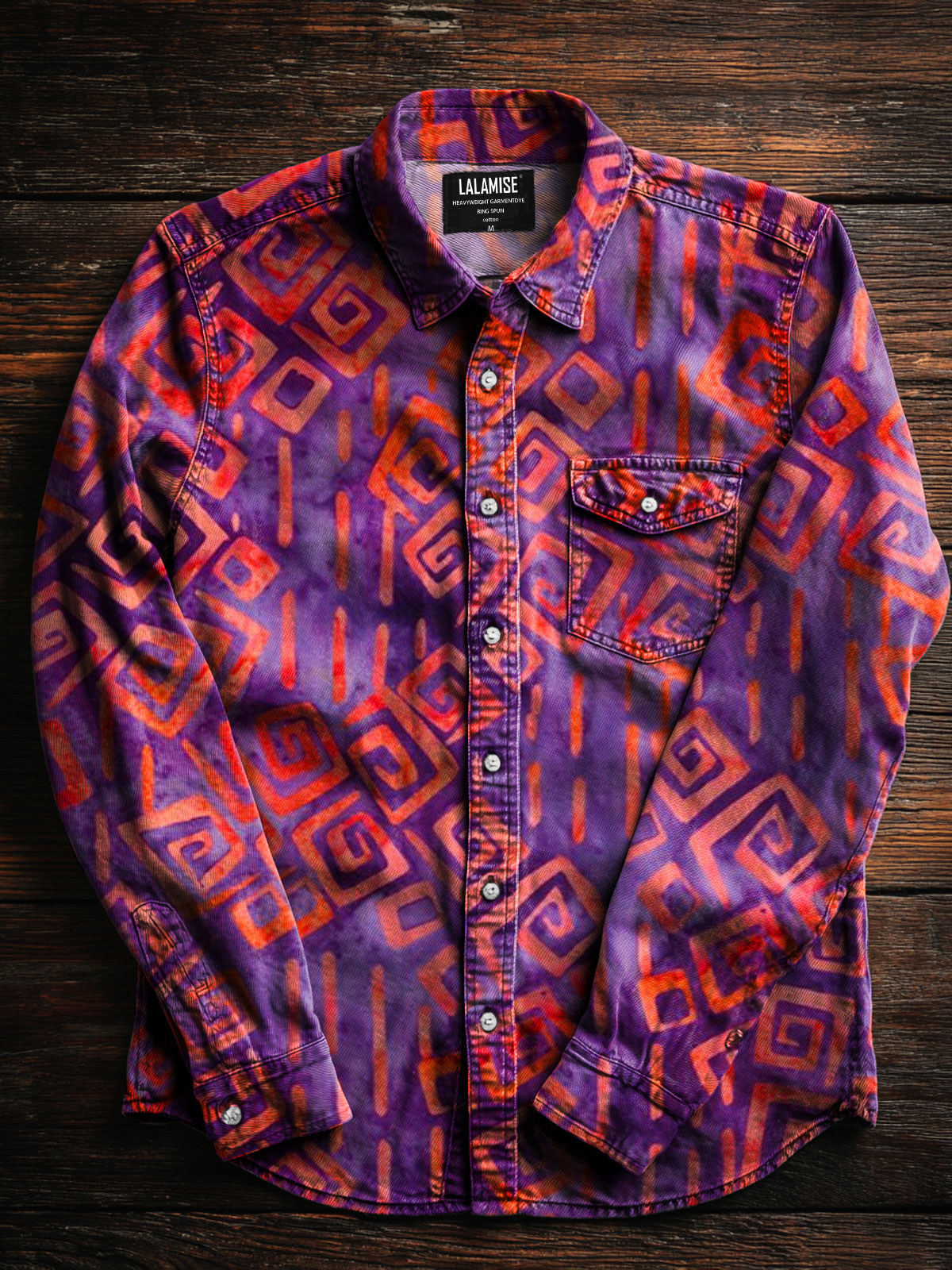 Vintage Abstrct Art Print 100% Cotton Long Sleeve Shirt