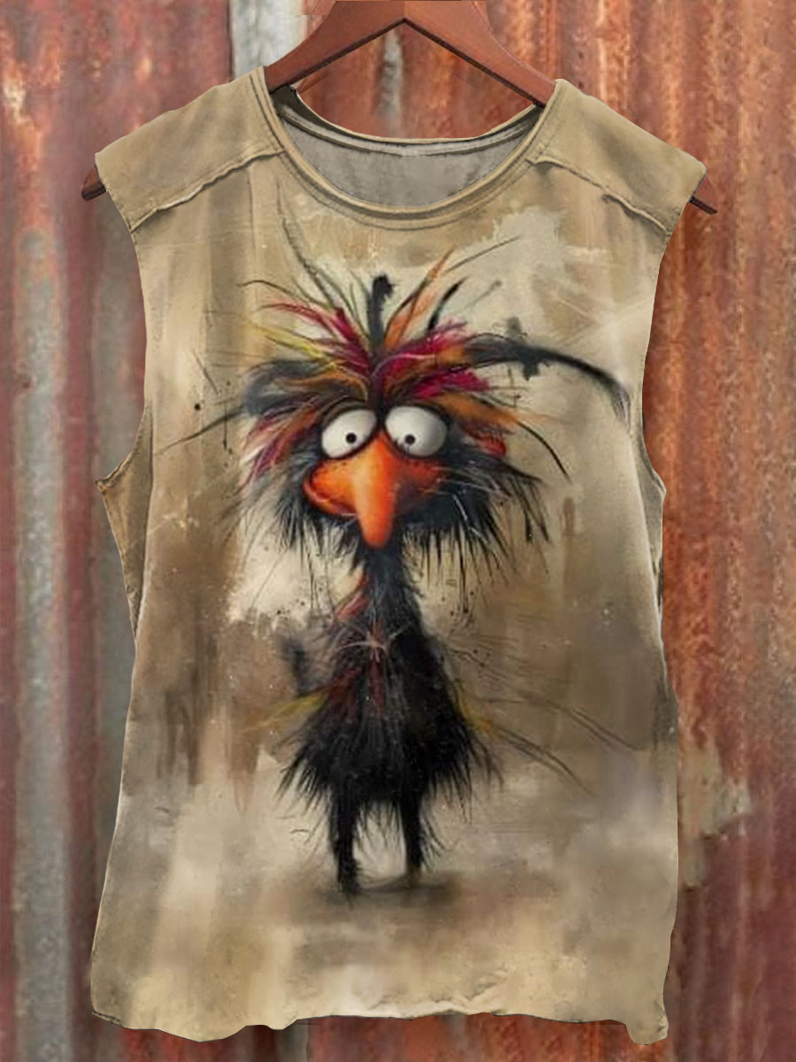 Funny Art Print 100% Cotton Casual Tank Top
