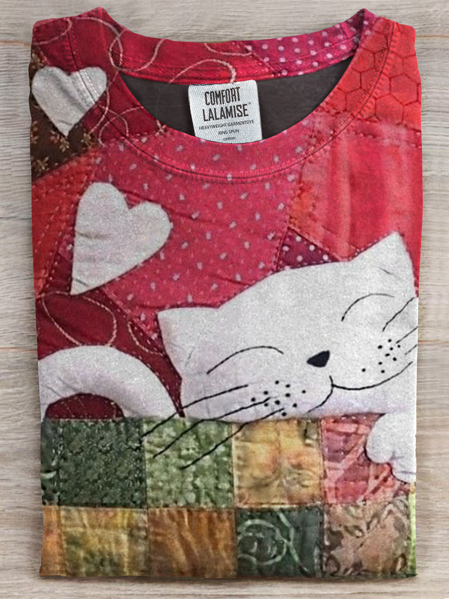 Cat Print Casual T-shirt