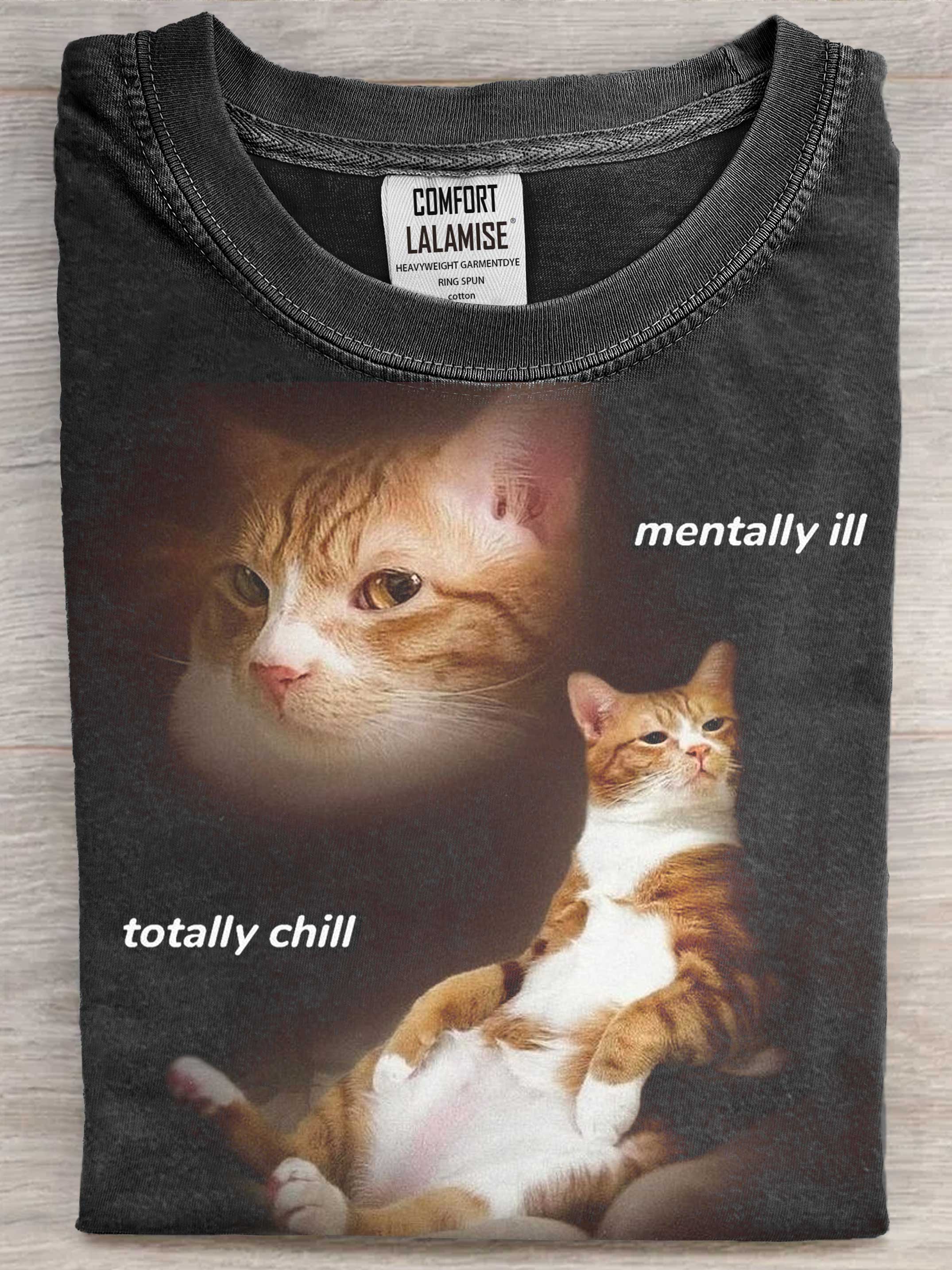 Funny Cat Art Print Casaul Short Sleeve T-shirt