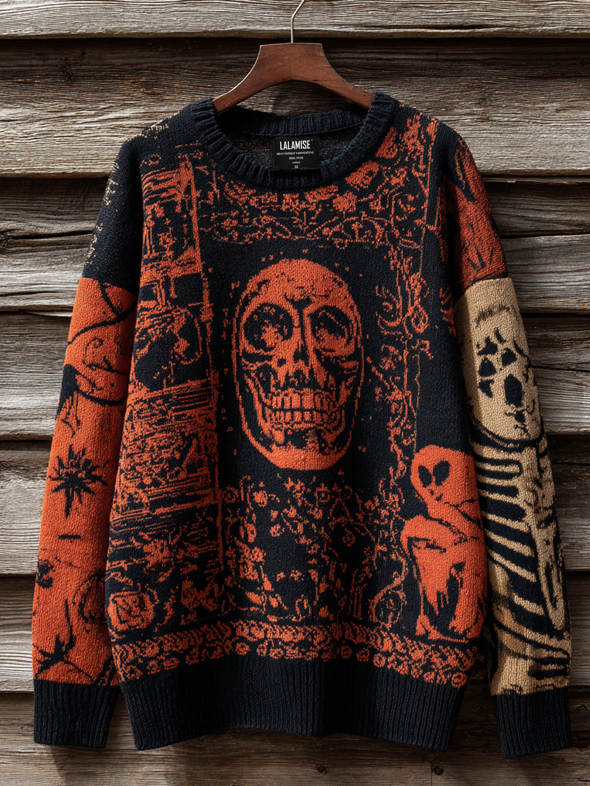 Halloween Gothic Art Print Knit Pullover Sweater