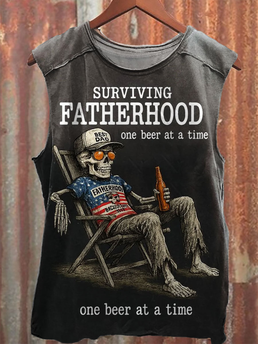Father's Day Print 100% Cotton Casual Tank Top