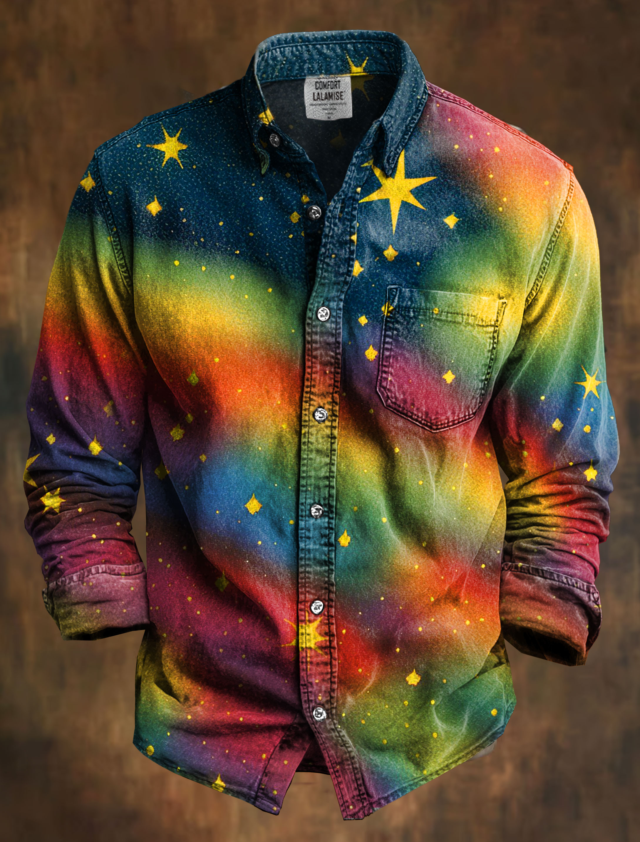Dream Rainbow Galaxy Art Print 100% Cotton Long Sleeve Shirt
