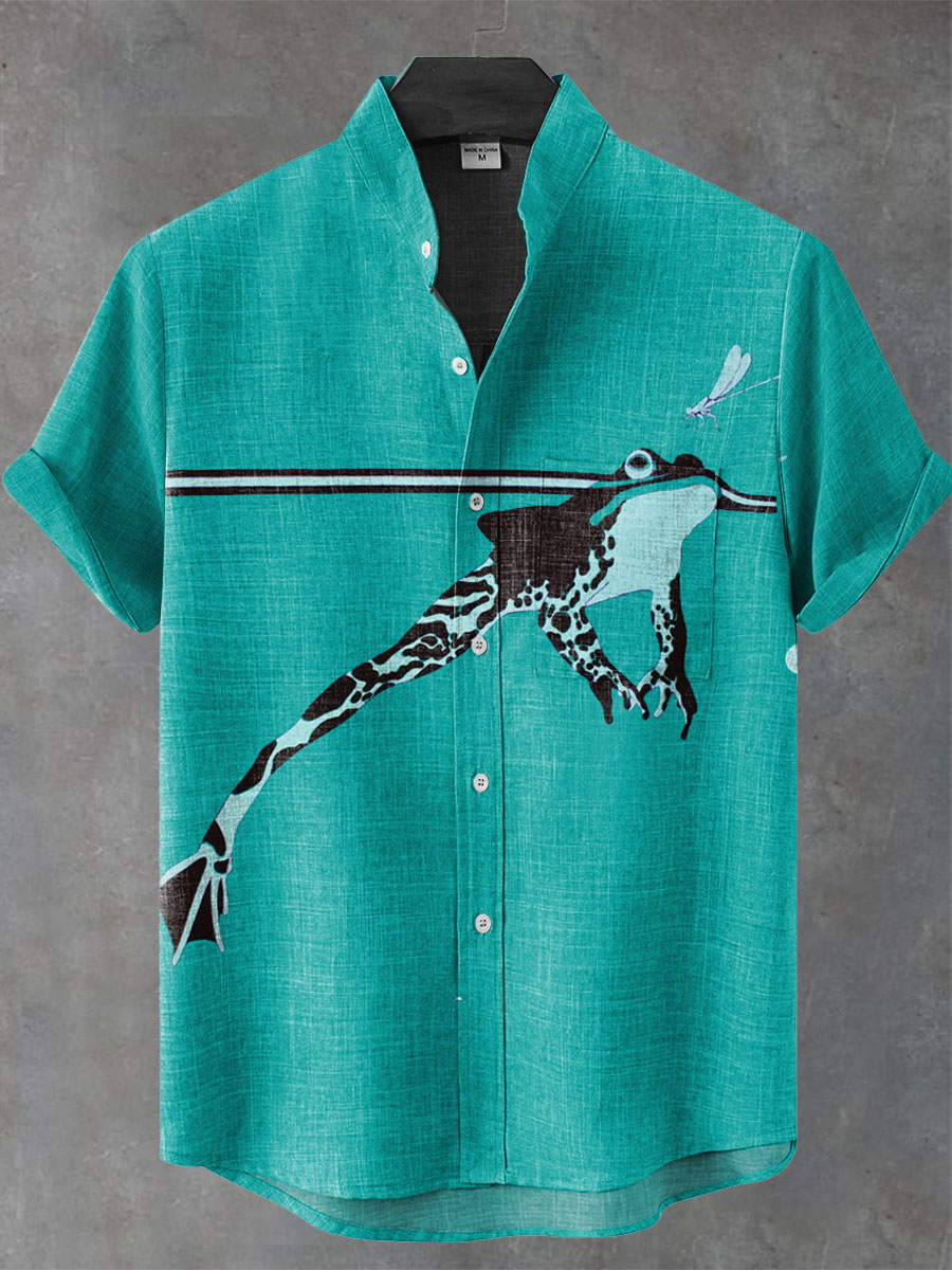 Waiting to hunt frogs Art Print Casual 100% Cotton Shirt