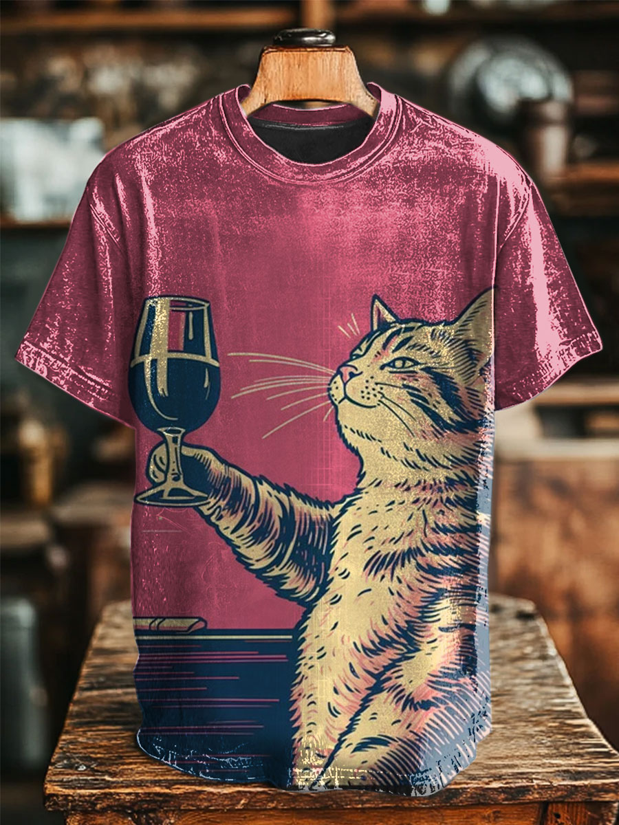 Funny Cat Print Casual Tee