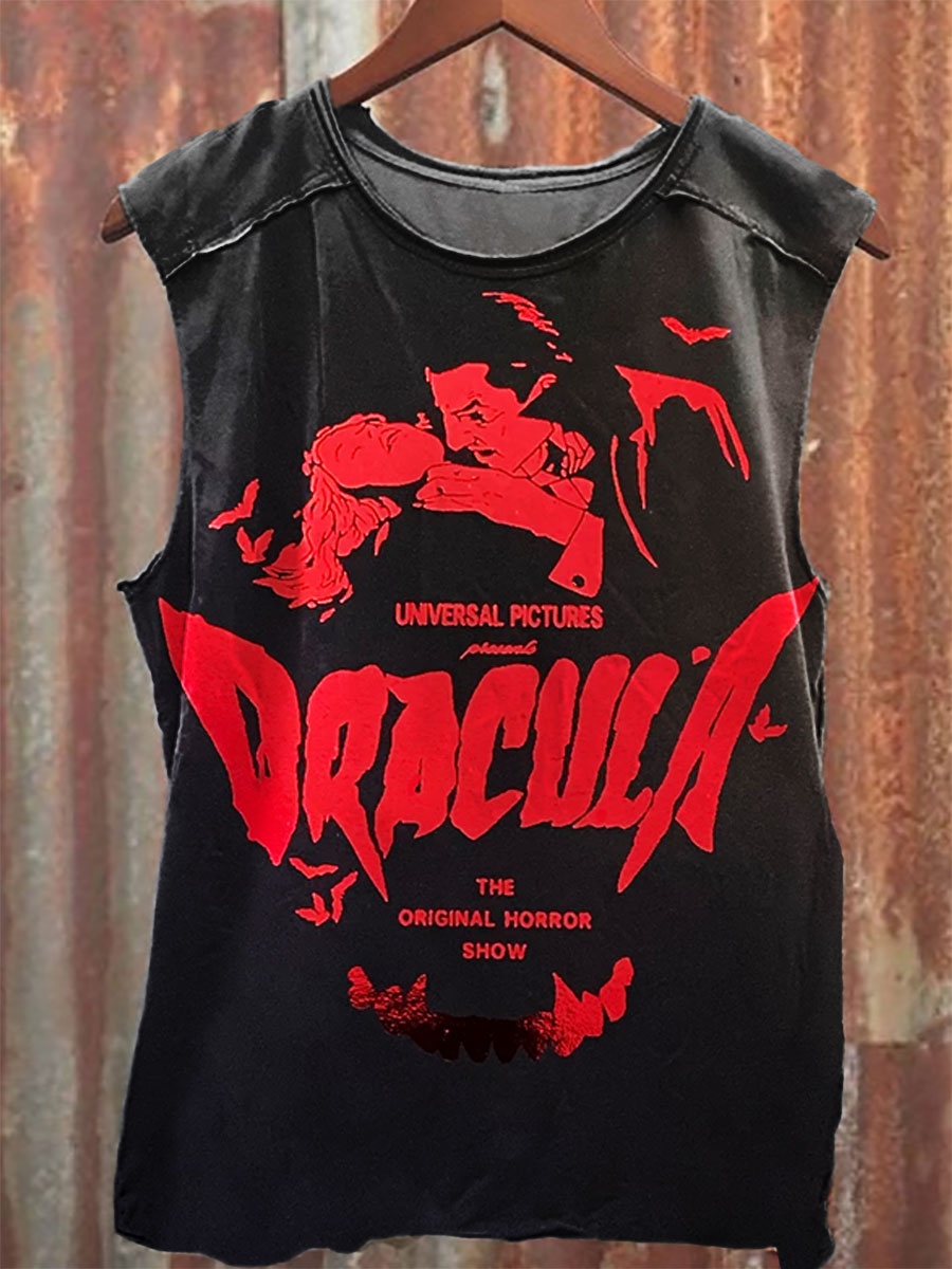 Vintage Horror Print 100% Cotton Casual Tank Top