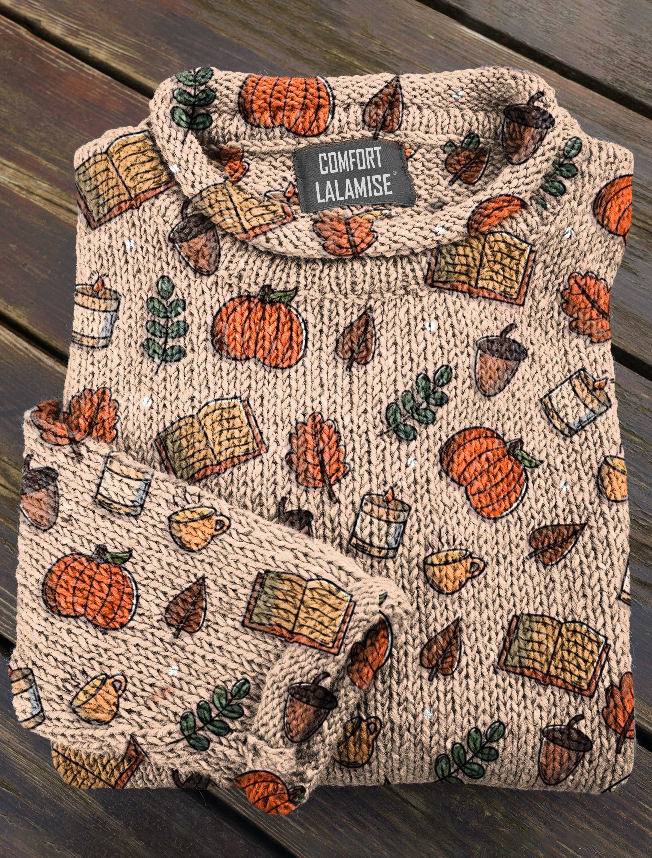 Cute Autumn pumpkin Thanksgiving Art Print Casual Pullover Sweater
