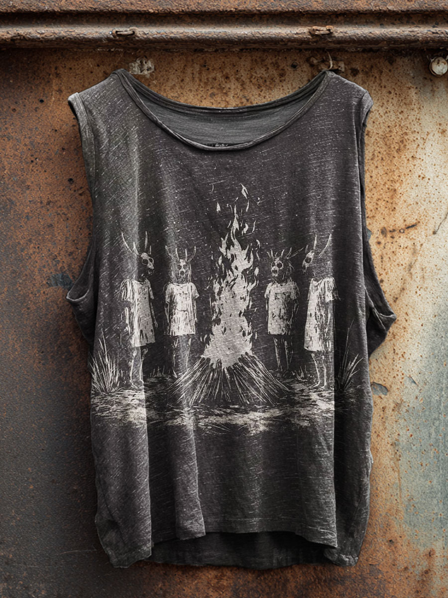 Vintage Halloween Art Print 100% Cotton Casual Tank Top