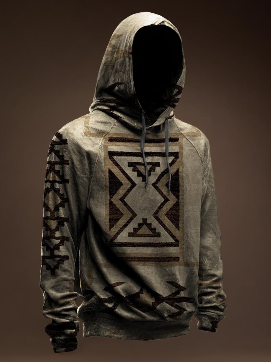 Aztec Style Print Casual Hoodie Sweatshirt