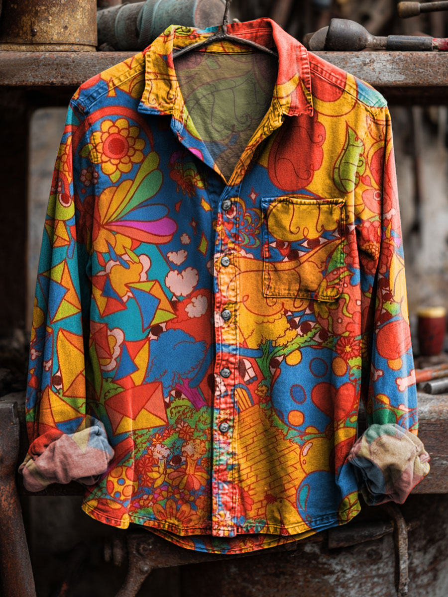 Art Print 100% Cotton Long Sleeve Shirt