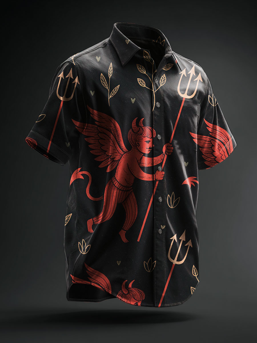 Devil Art Print Casual 100% Cotton Shirt