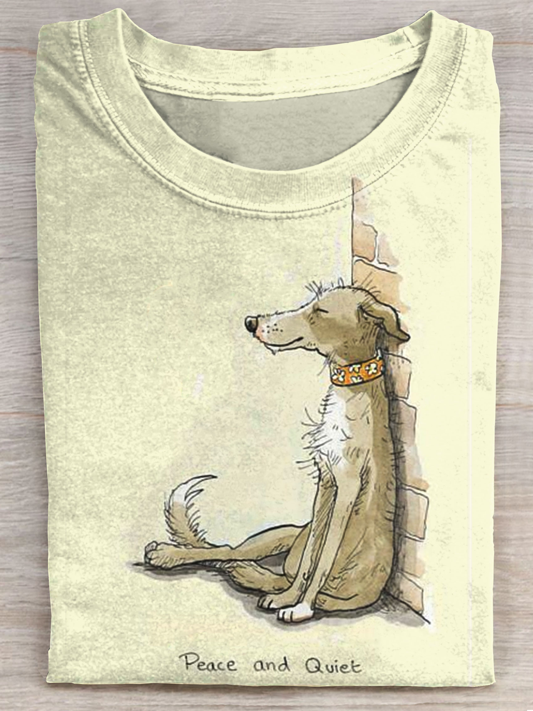 Peace And Quiet Funny Dog Art Print Casaul Short Sleeve T-shirt