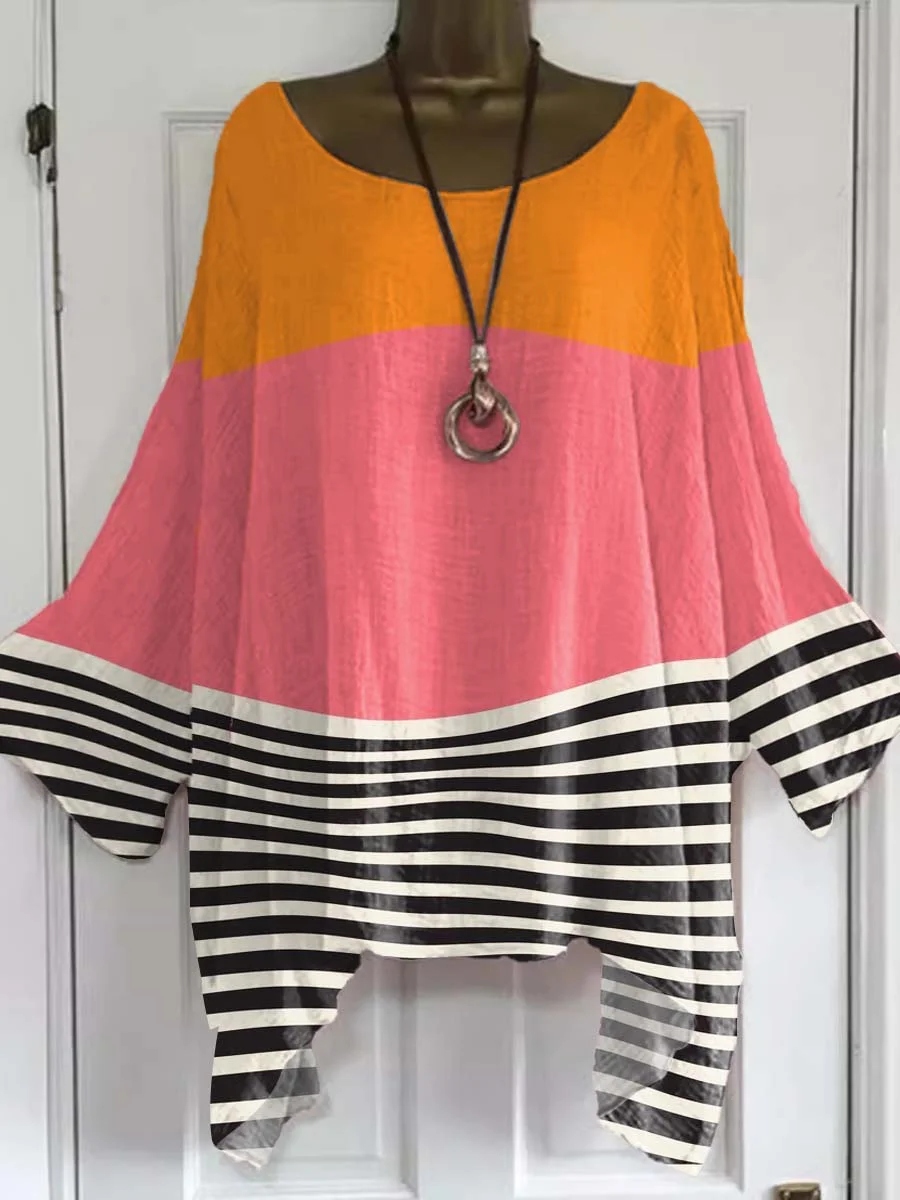 Women's Geometric Line Pattern Art Print Casual Top