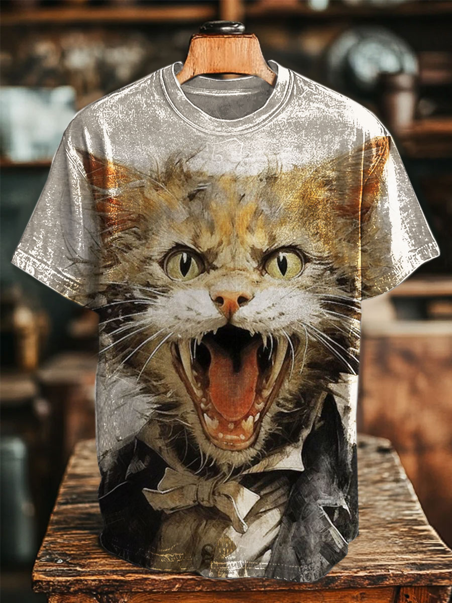 Funny Cat Print Casual T-shirt
