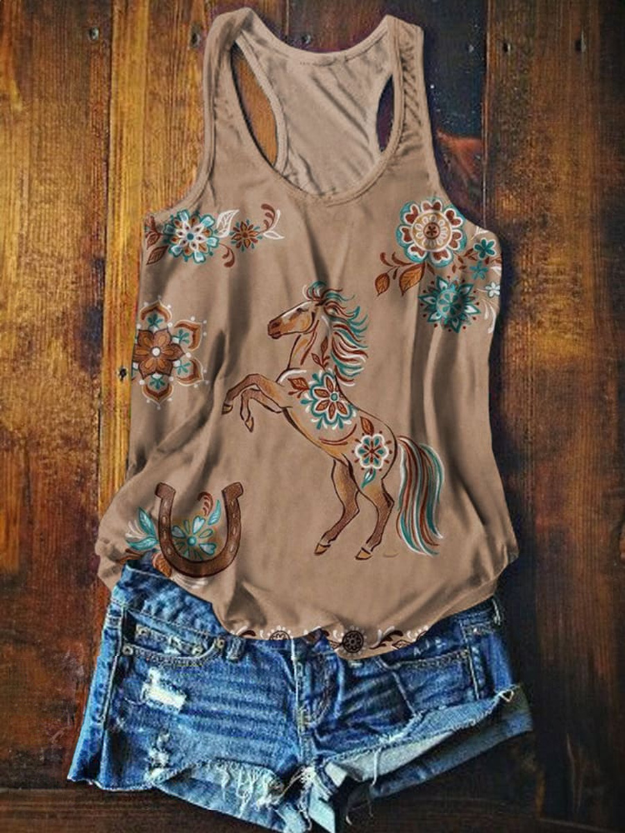 Horse Art Print Tank Top