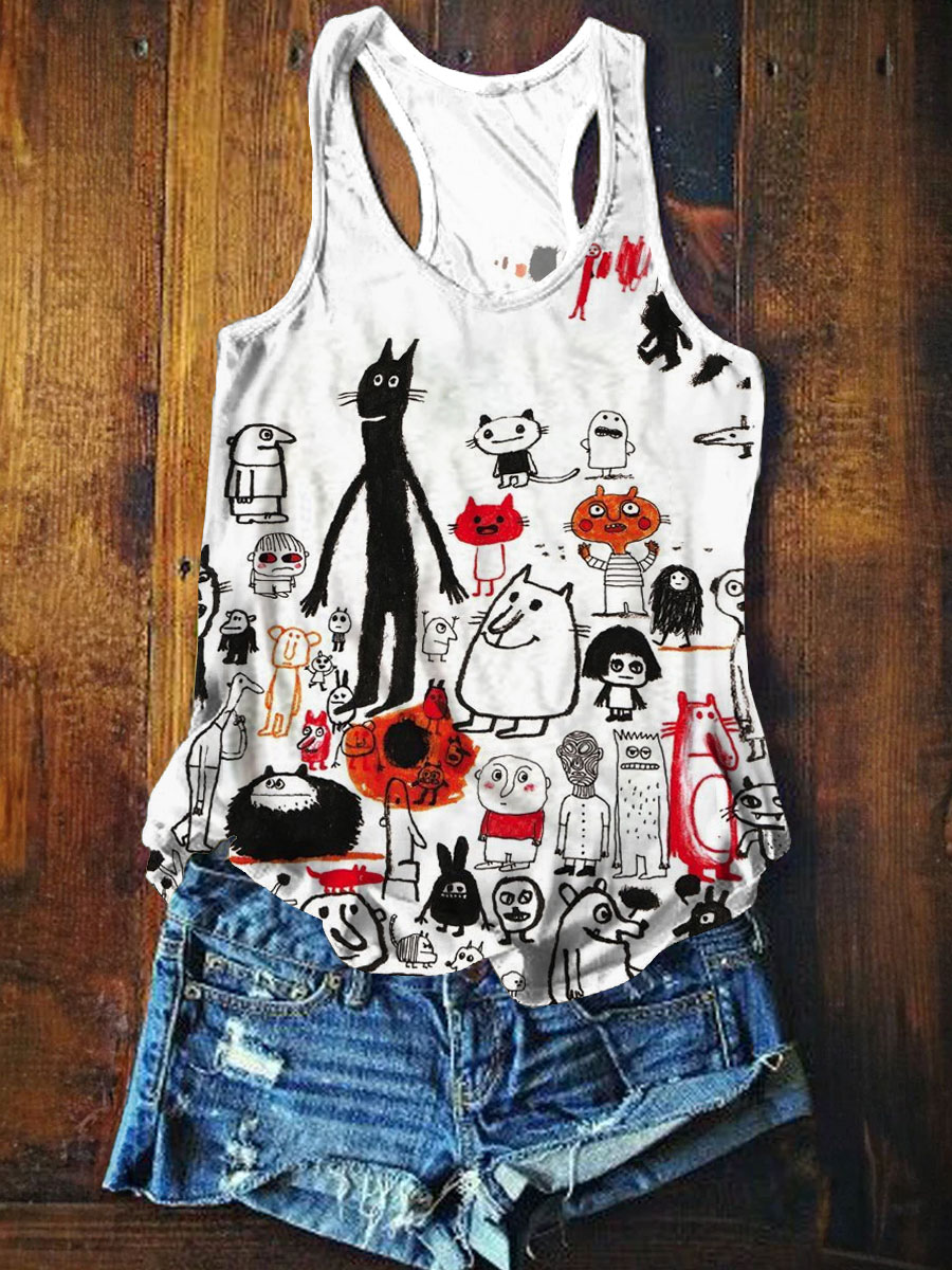 Abstrct Art Print Causal Tank Top