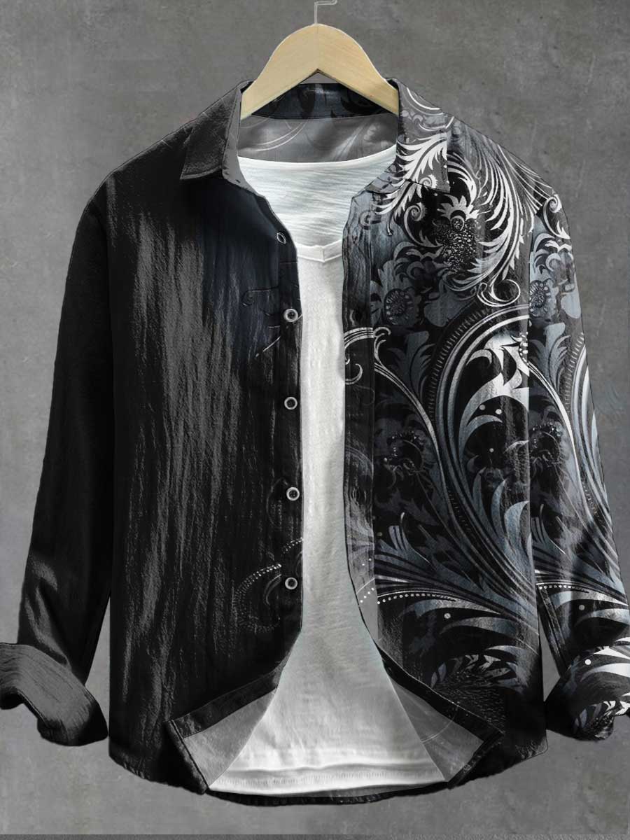 Abstrct Art Print 100% Cotton Long Sleeve Shirt