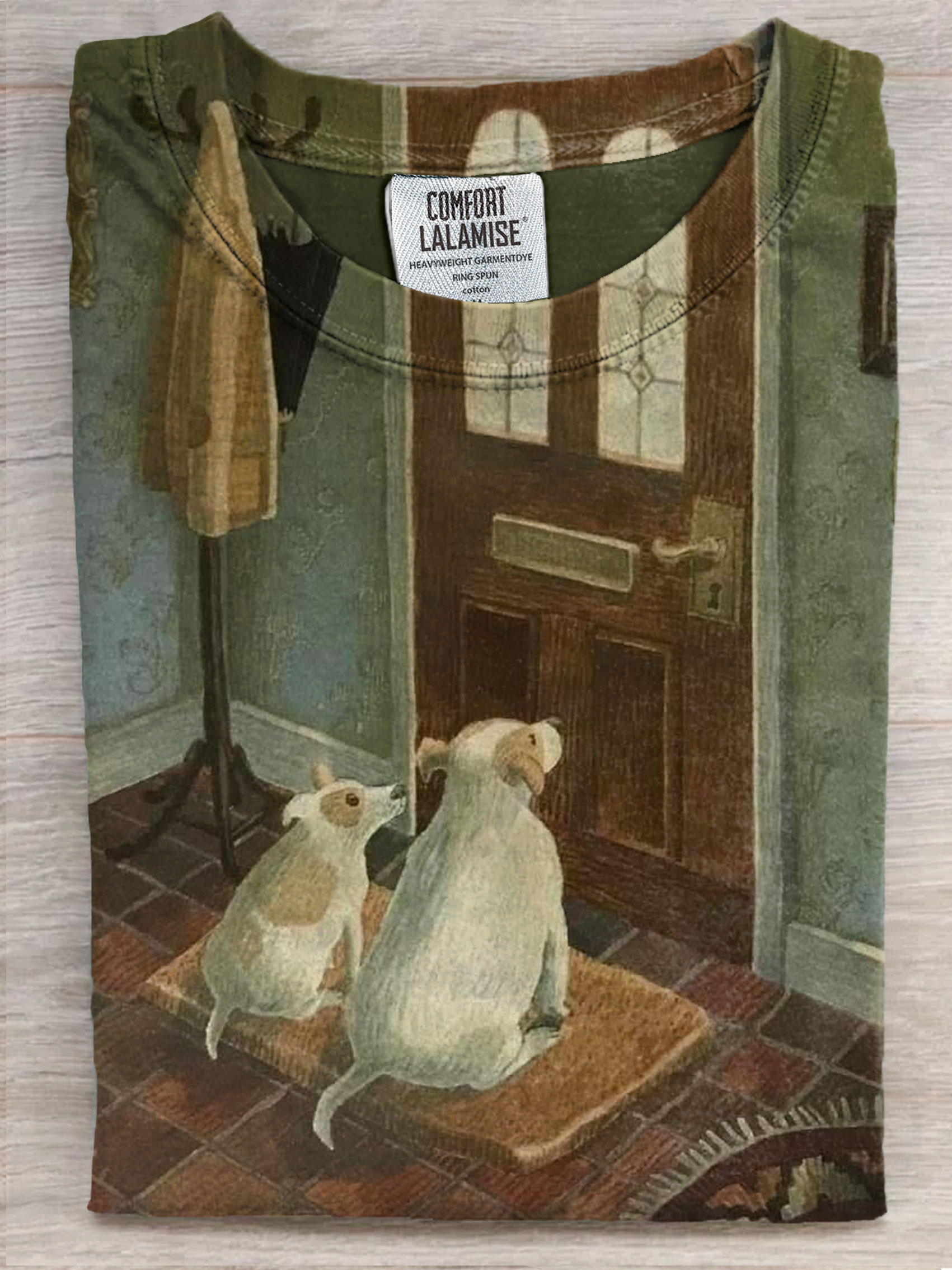 The Waiting Dog Puppy Lover Art Print Casaul Short Sleeve T-shirt