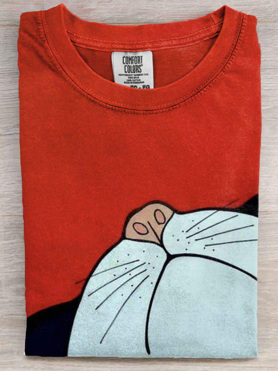 Cute CAT Face Cat Lover Art Print Casaul Short Sleeve T-shirt