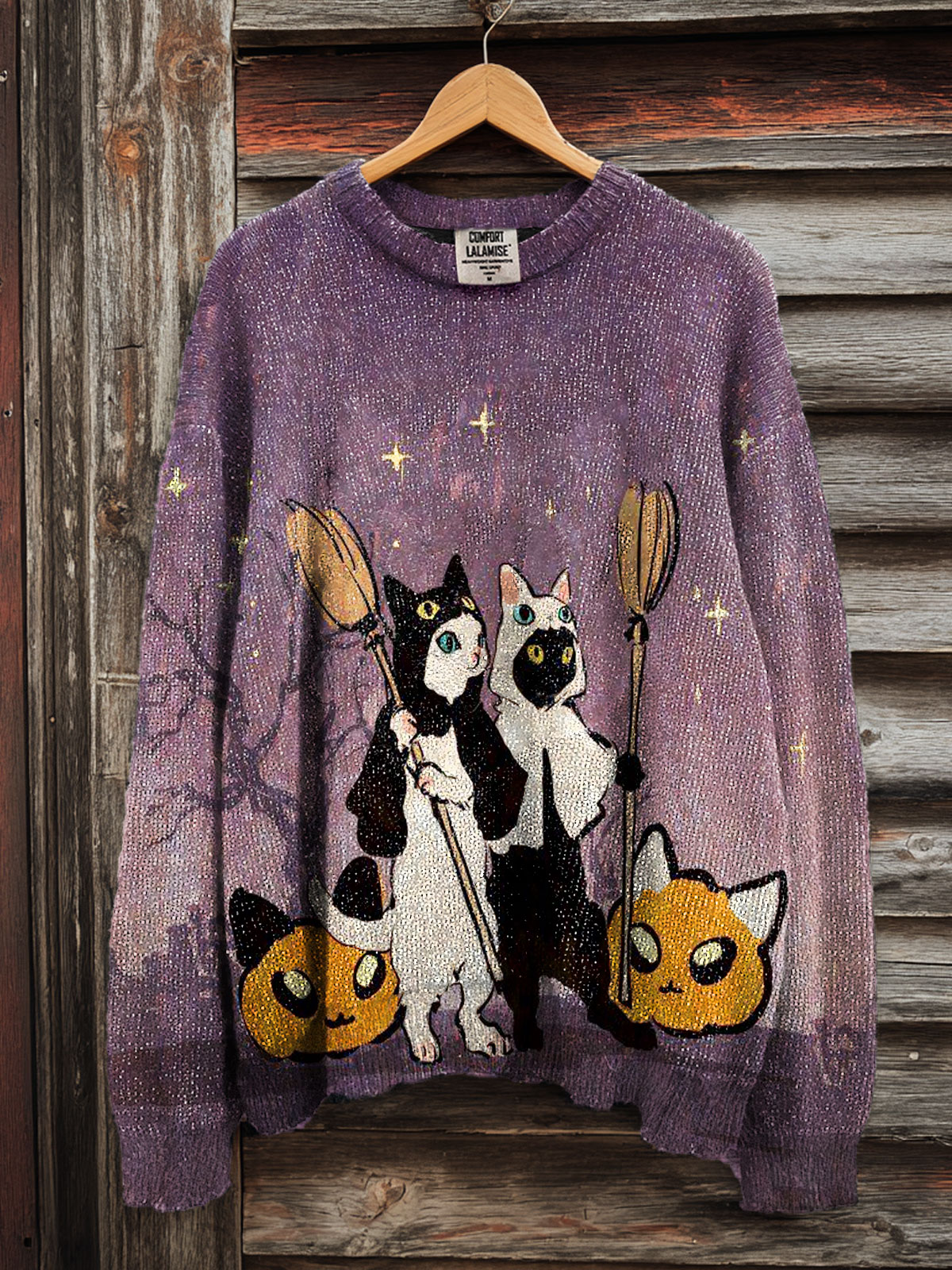 Funny Halloween Art Print Knit Pullover Sweater