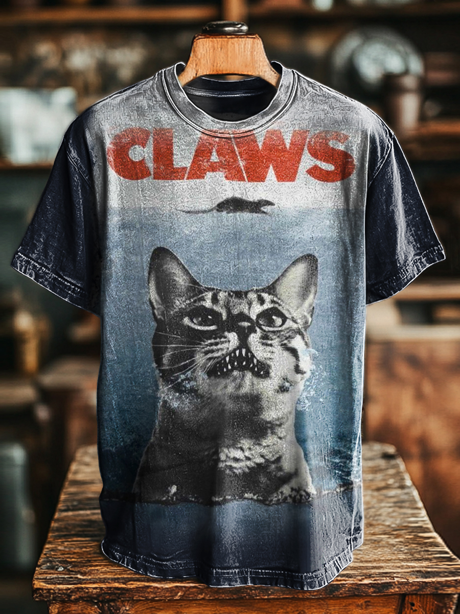 Unisex Fun Cat and Mouse Print Casual Loose T-Shirt